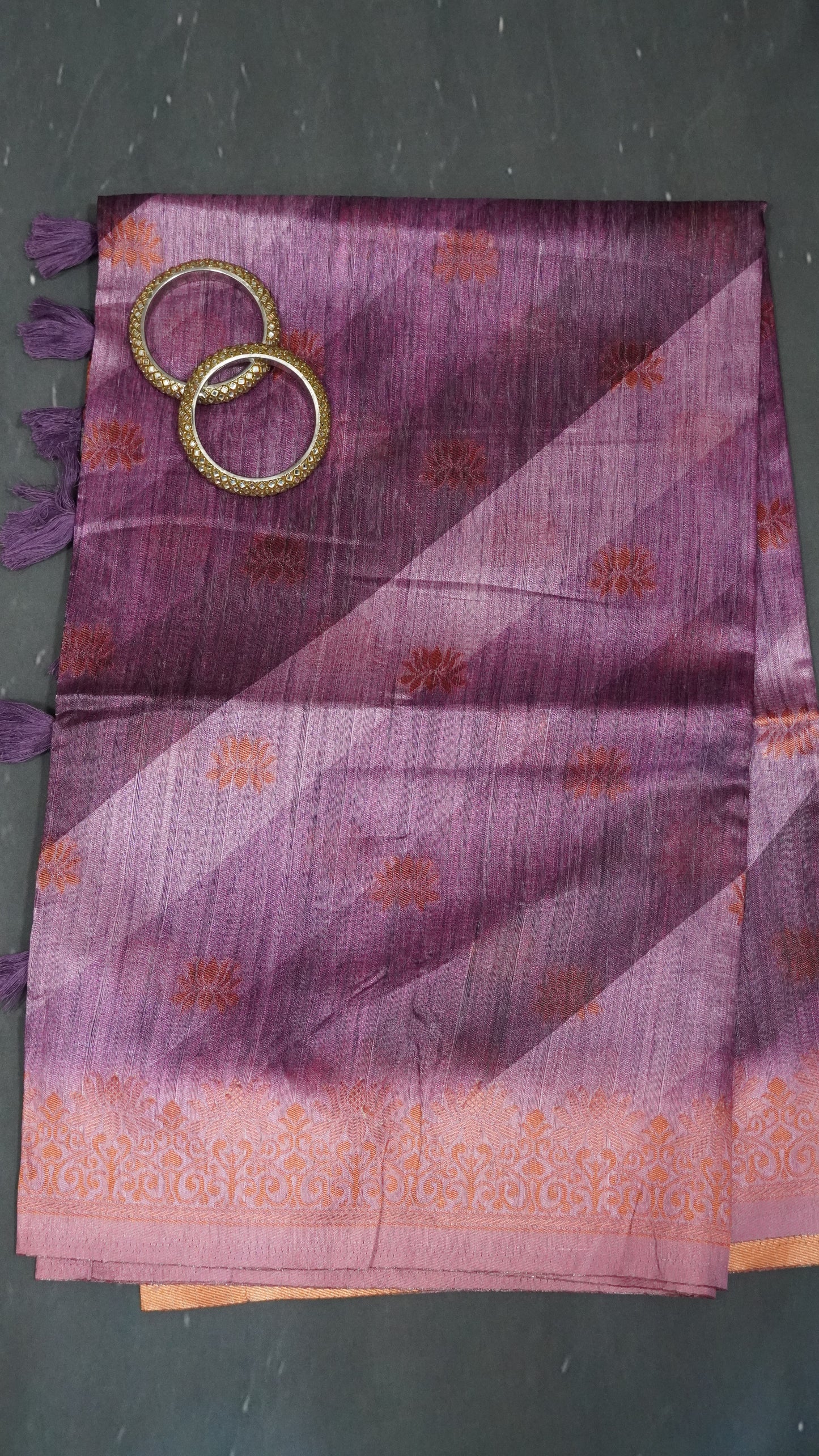 Gicha Tussar Saree -Leheriya Pattern-Purple