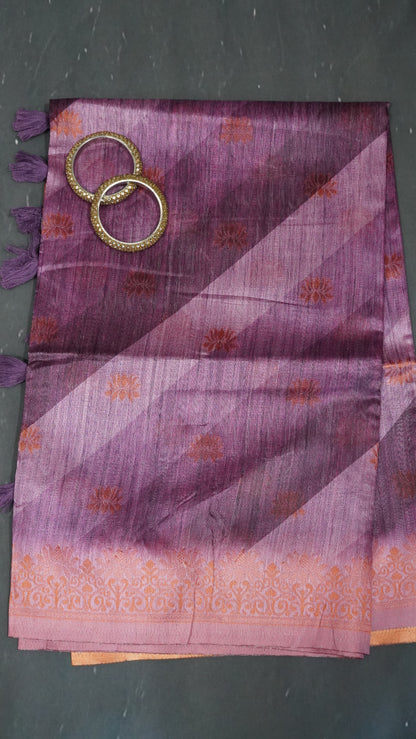 Gicha Tussar Saree -Leheriya Pattern-Purple