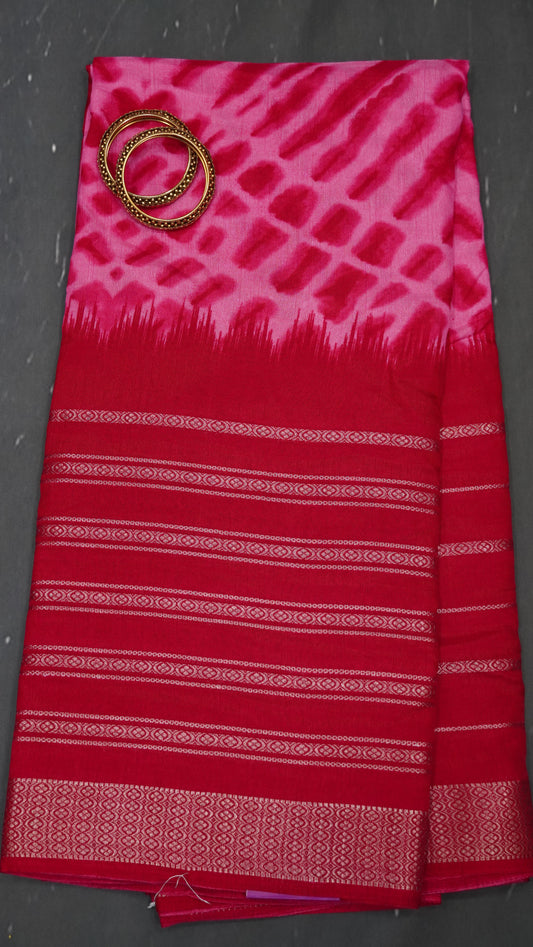Semi Chiffon Saree- Tie Dye Pink