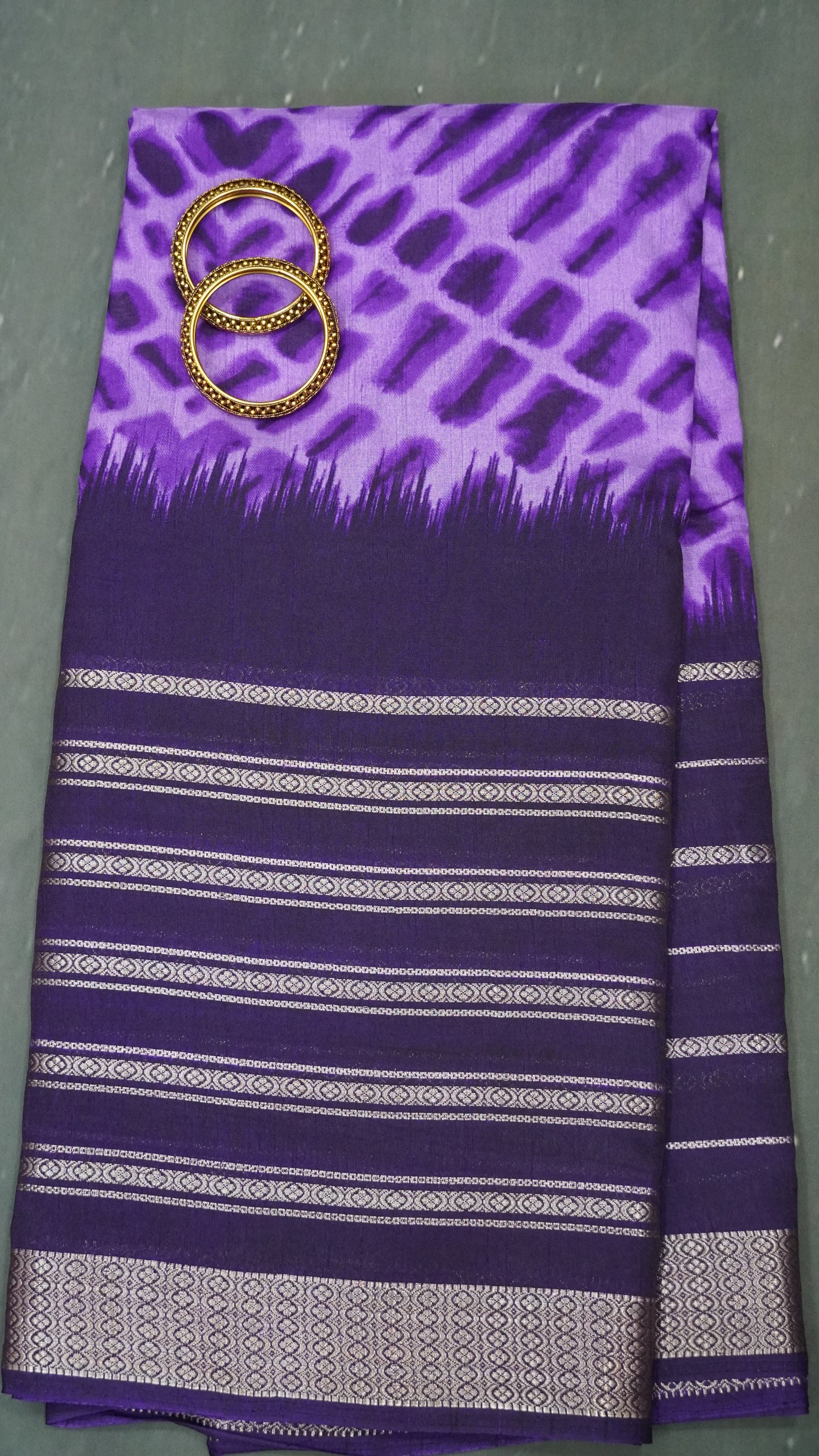 Semi Chiffon Saree- Tie Dye Purple