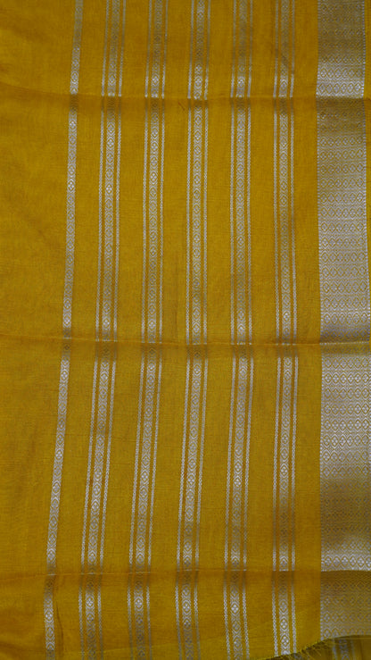 Semi Chiffon Saree- Tie Dye Mustard Yellow