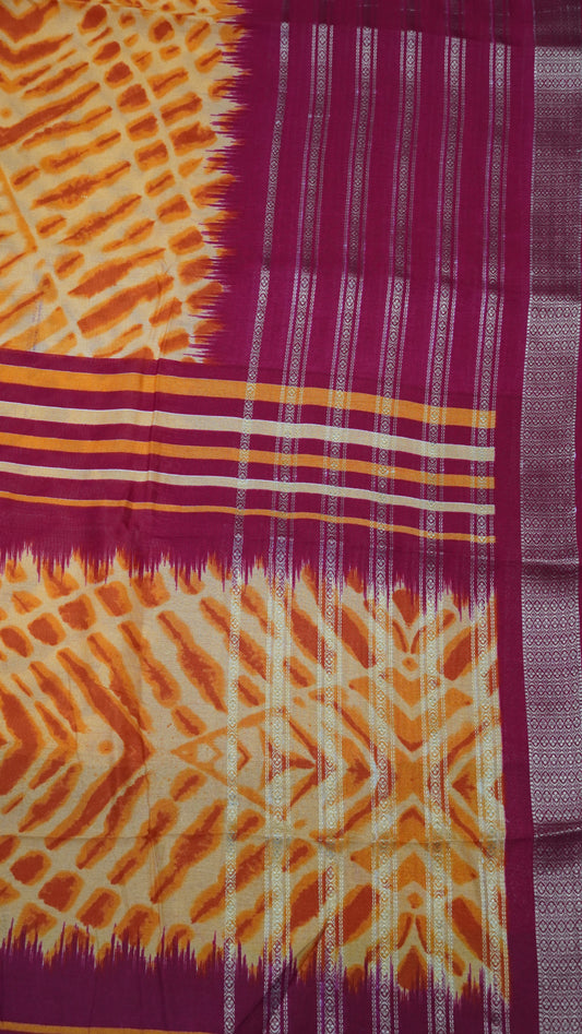 Semi Chiffon Saree- Tie Dye Orange-Red