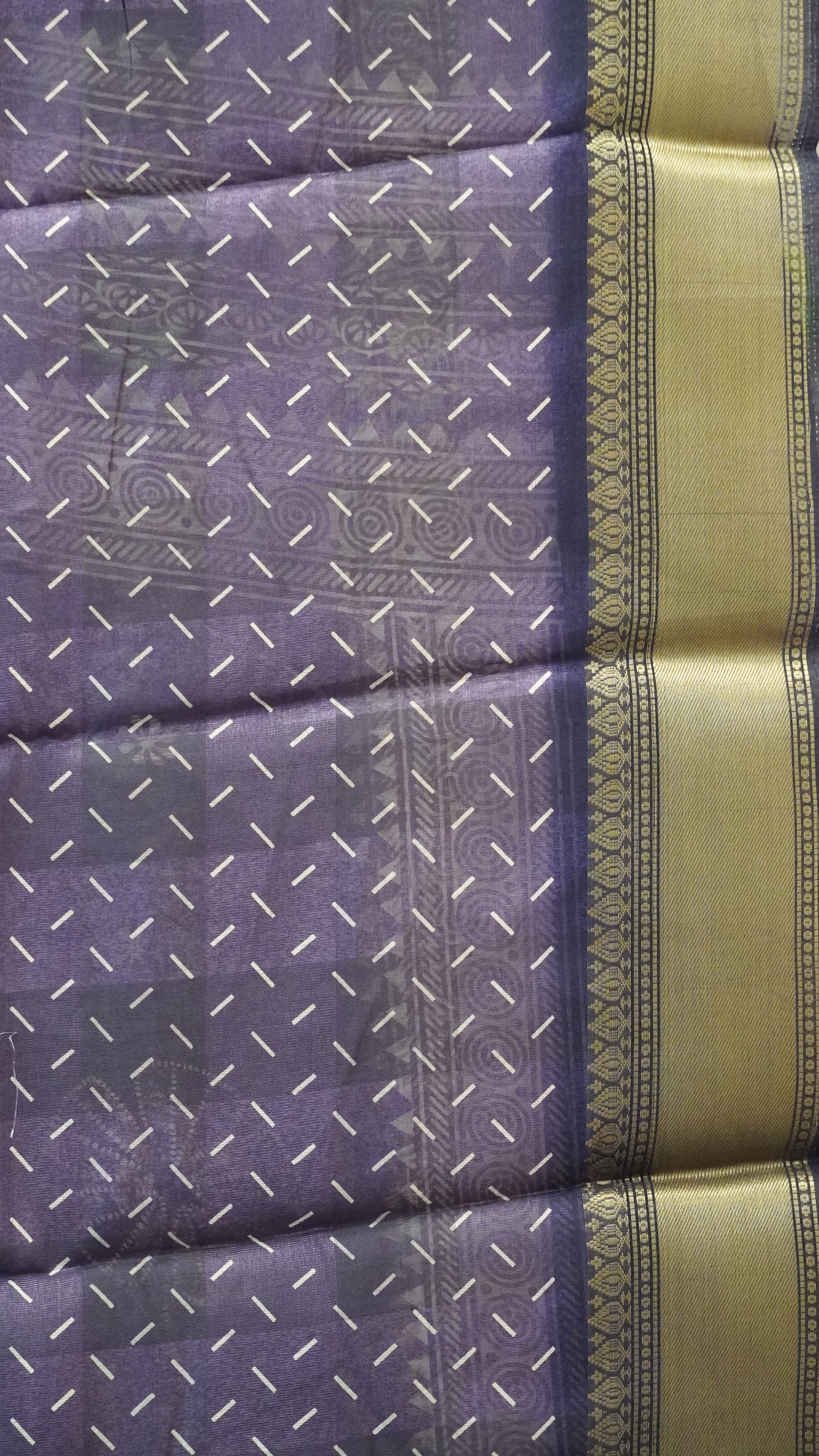 Chanderi Saree Flower Print - Grey