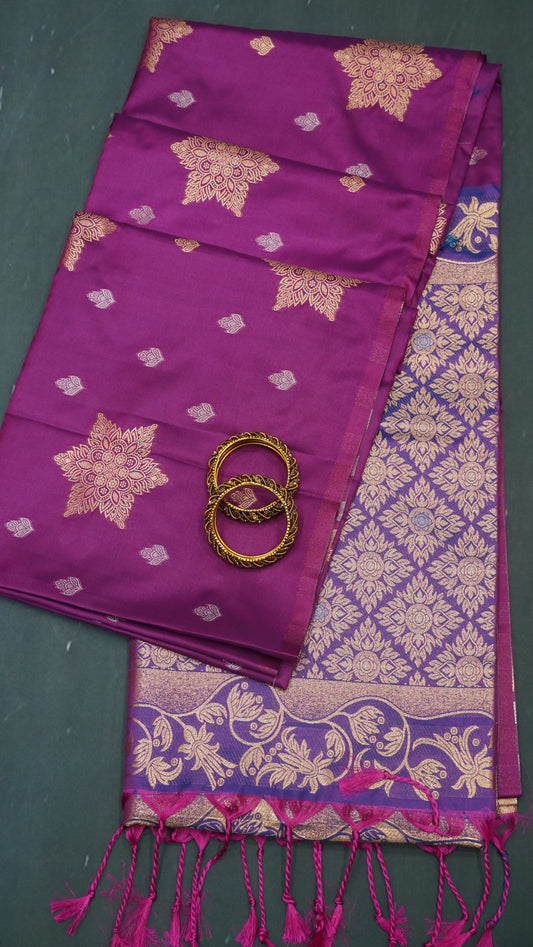 Semi Soft Silk Saree-Rangoli Zari Wine
