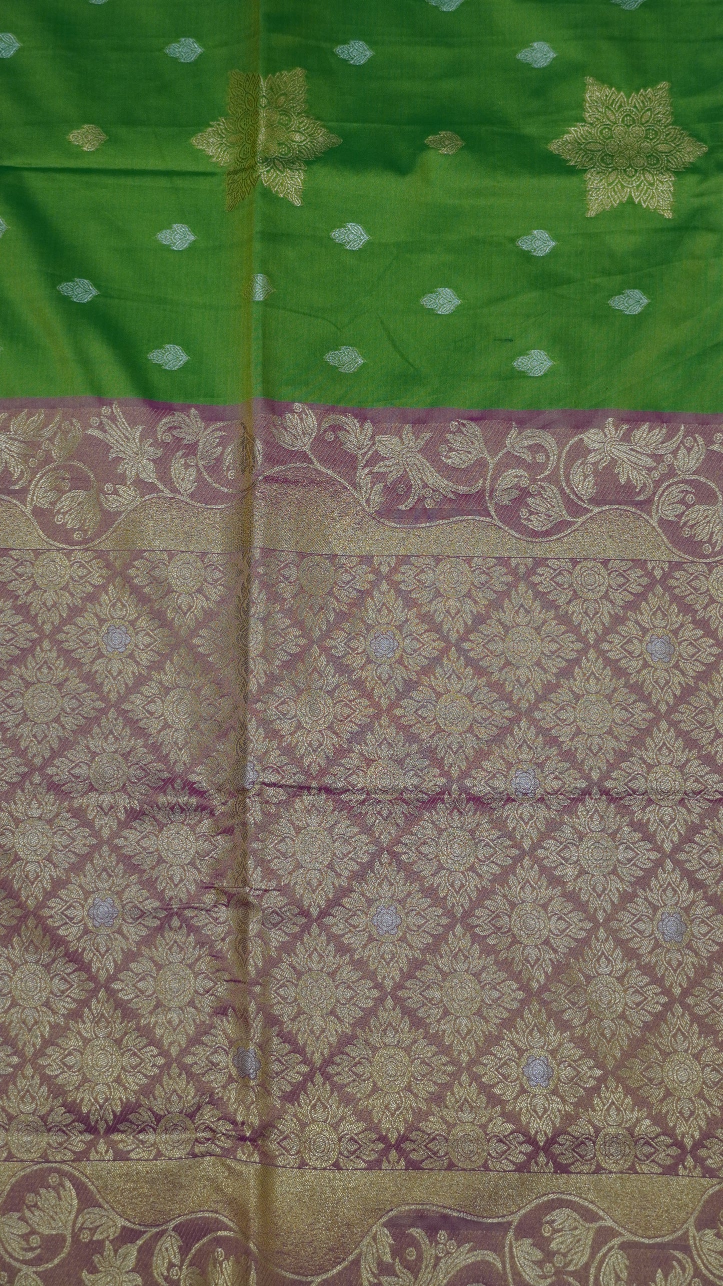 Semi Soft Silk Saree-Rangoli Zari Parrot Green