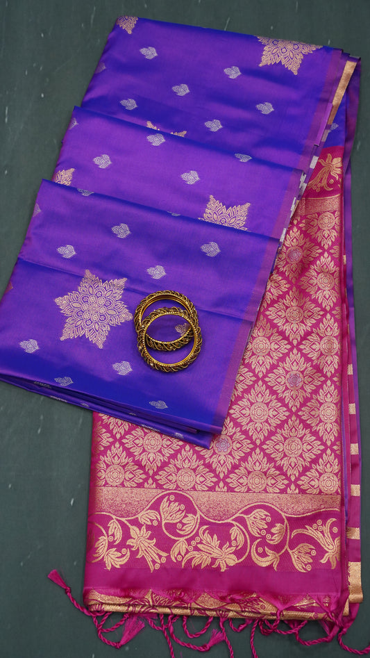Semi Soft Silk Saree-Rangoli Zari Voilet