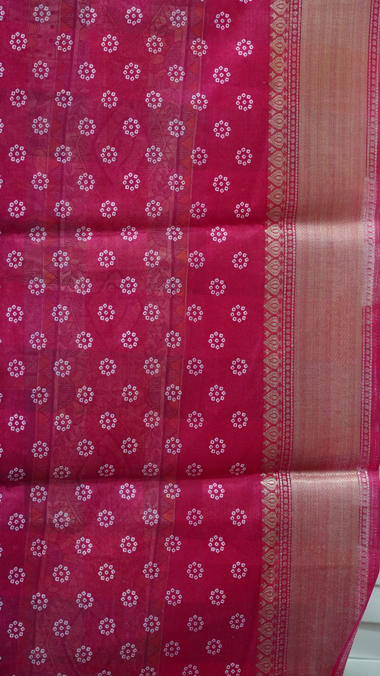 Chanderi Saree Bandhini Print - Navy Blue