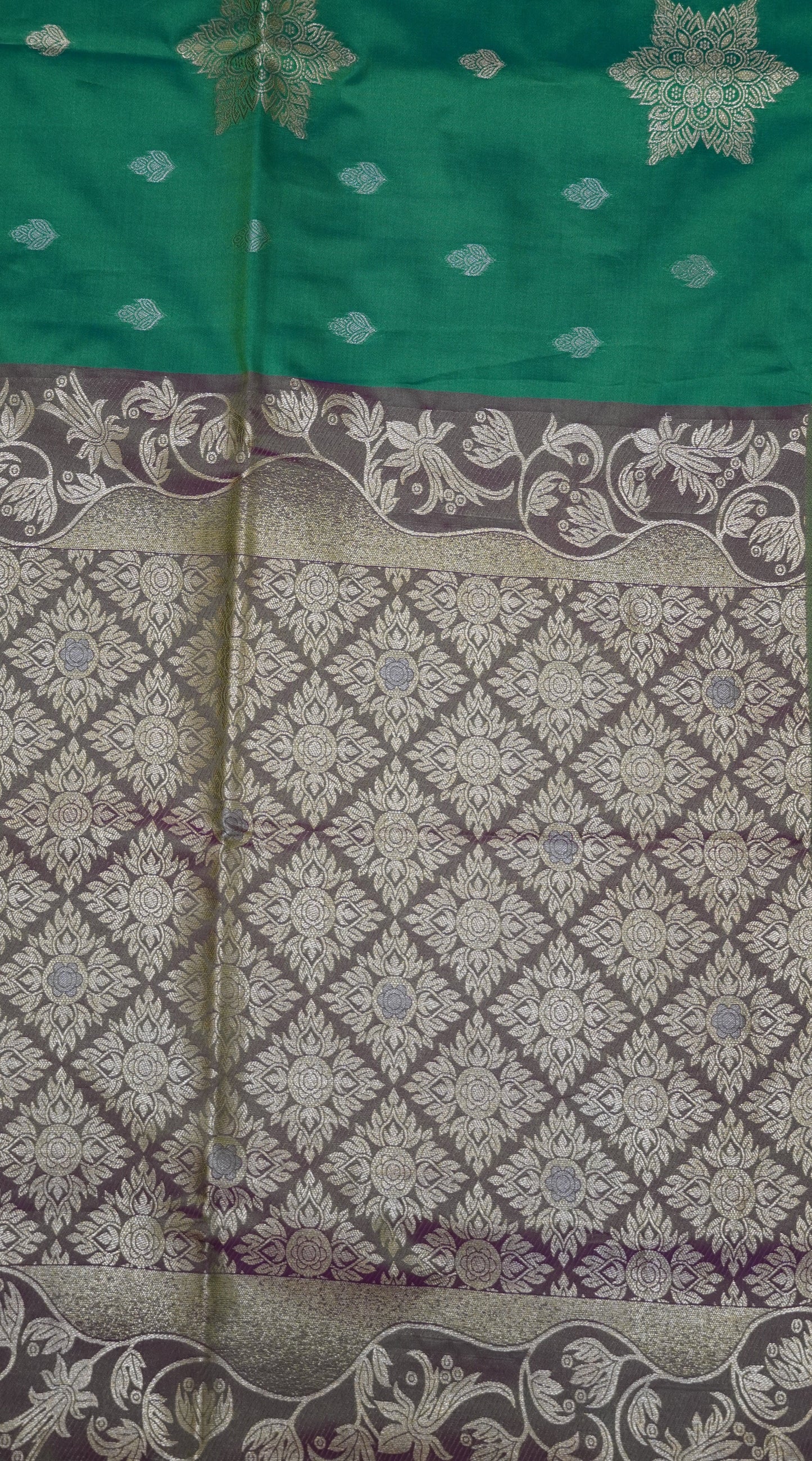 Semi Soft Silk Saree-Rangoli Zari Green