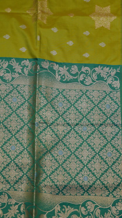 Semi Soft Silk Saree-Rangoli Zari Mehndi Green