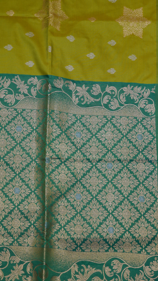 Semi Soft Silk Saree-Rangoli Zari Mehndi Green