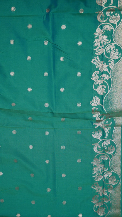 Semi Soft Silk Saree-Rangoli Zari Mehndi Green