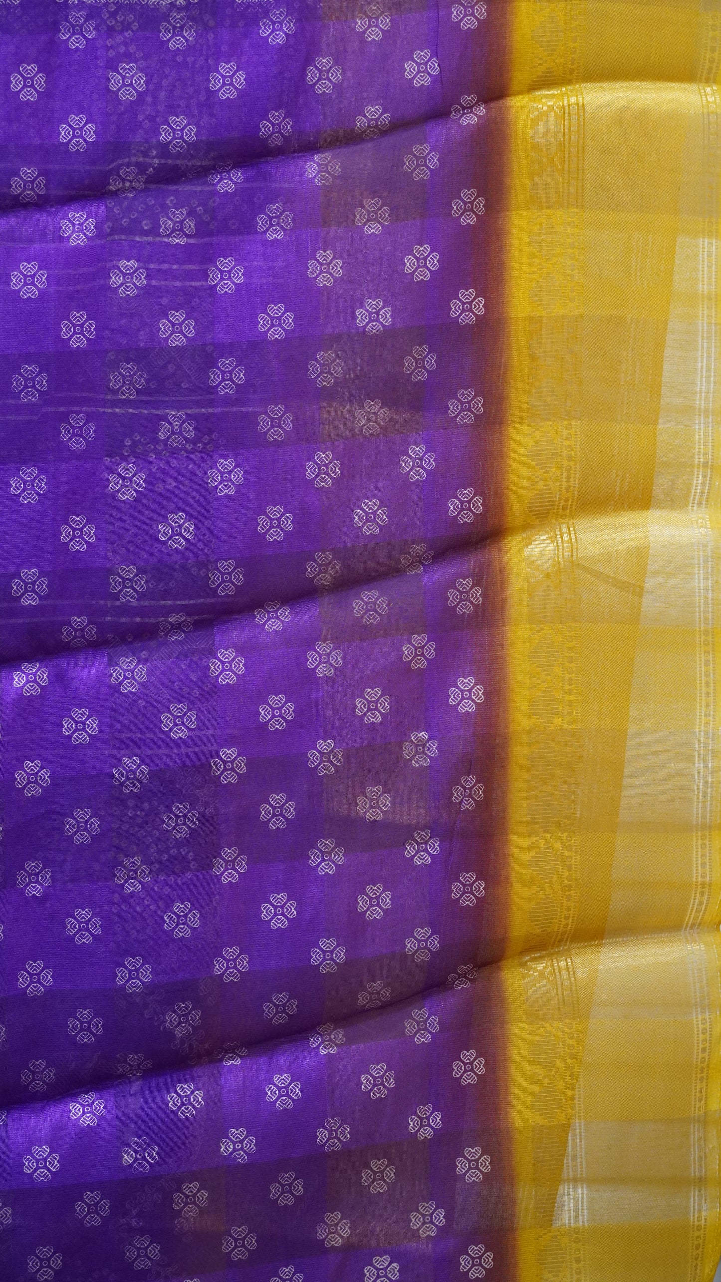 Chanderi Saree Peacock Print - Violet
