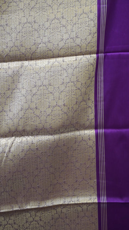 Semi Soft Silk Saree-Light Brown-Wine Checks