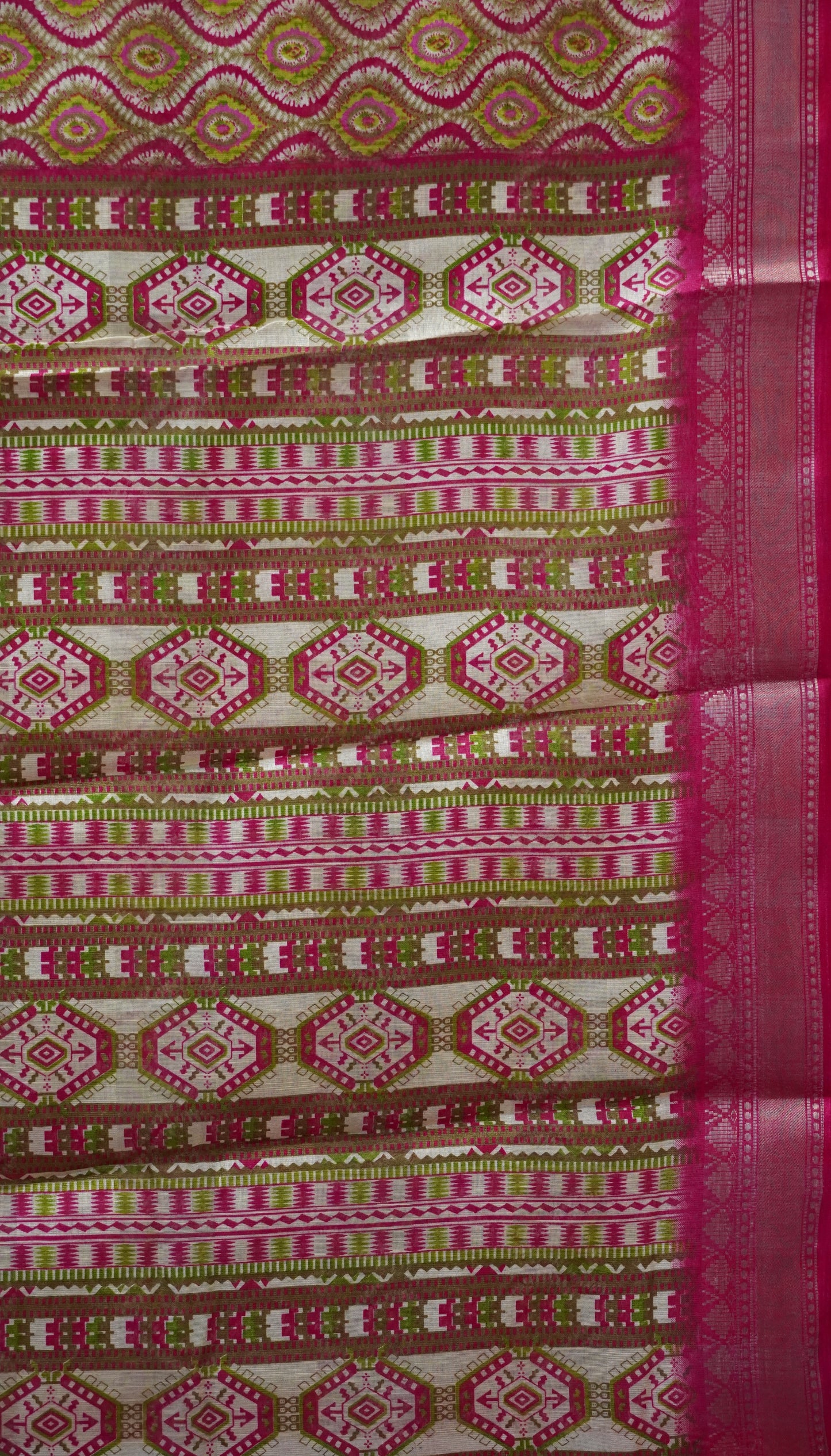 Chanderi Saree Abstract Print - Pink