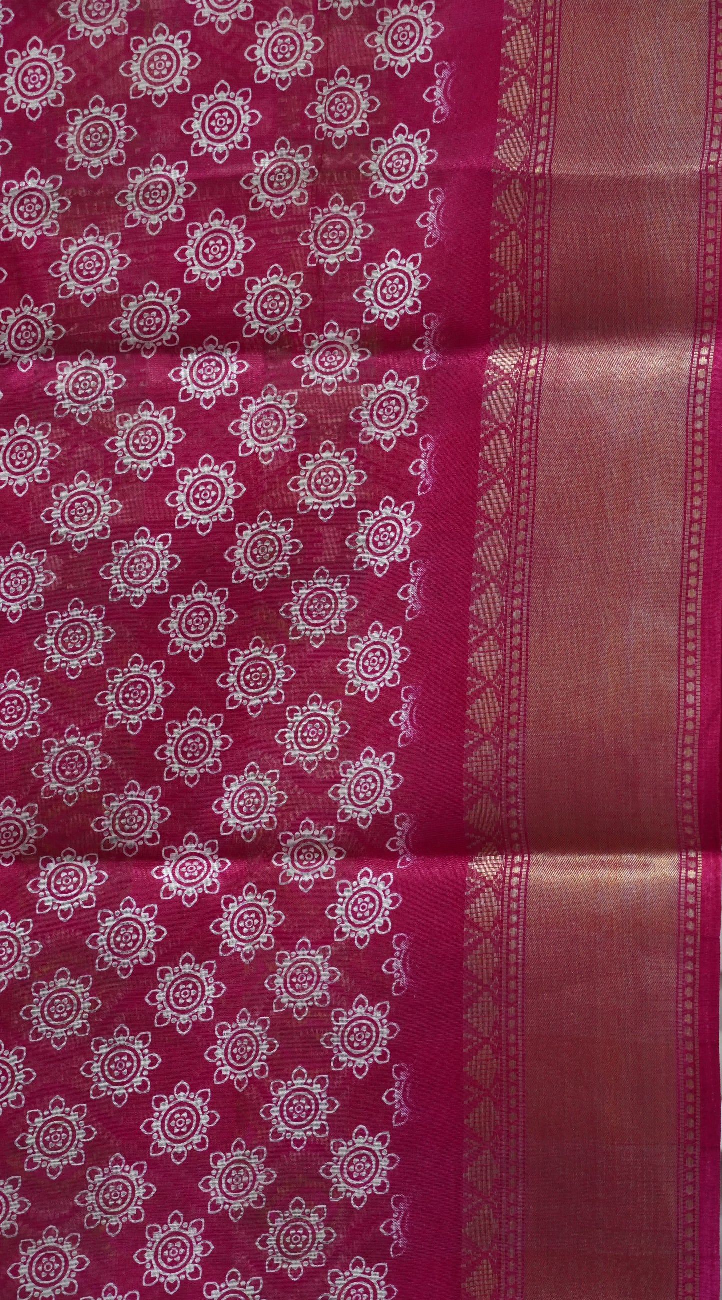 Chanderi Saree Abstract Print - Pink