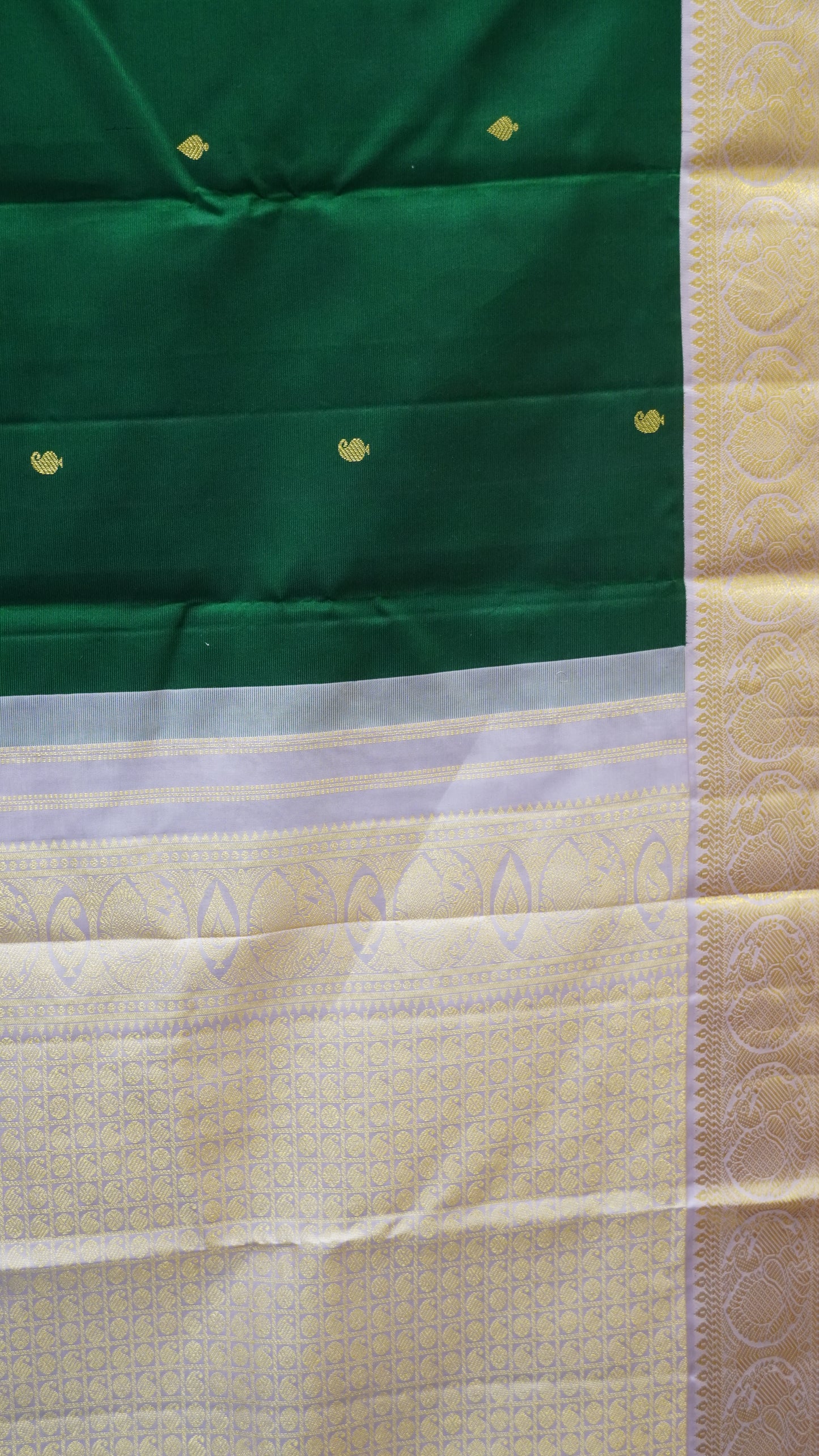 Pure Kanjivaram Silk Saree -Green-Baby Pink