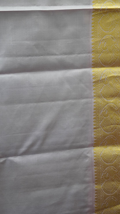 Pure Kanjivaram Silk Saree -Green-Baby Pink