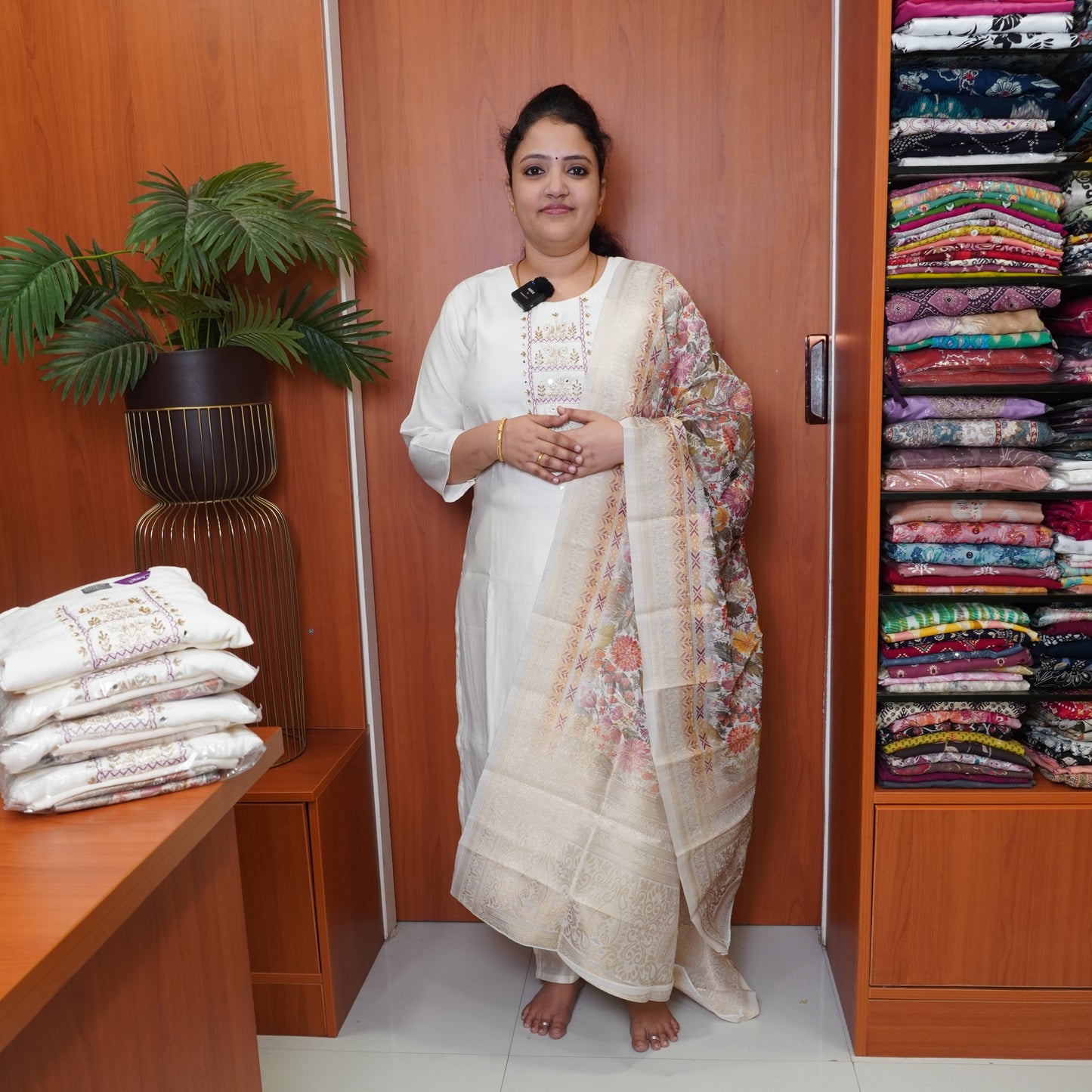 3 Pcs Kurti Set - White