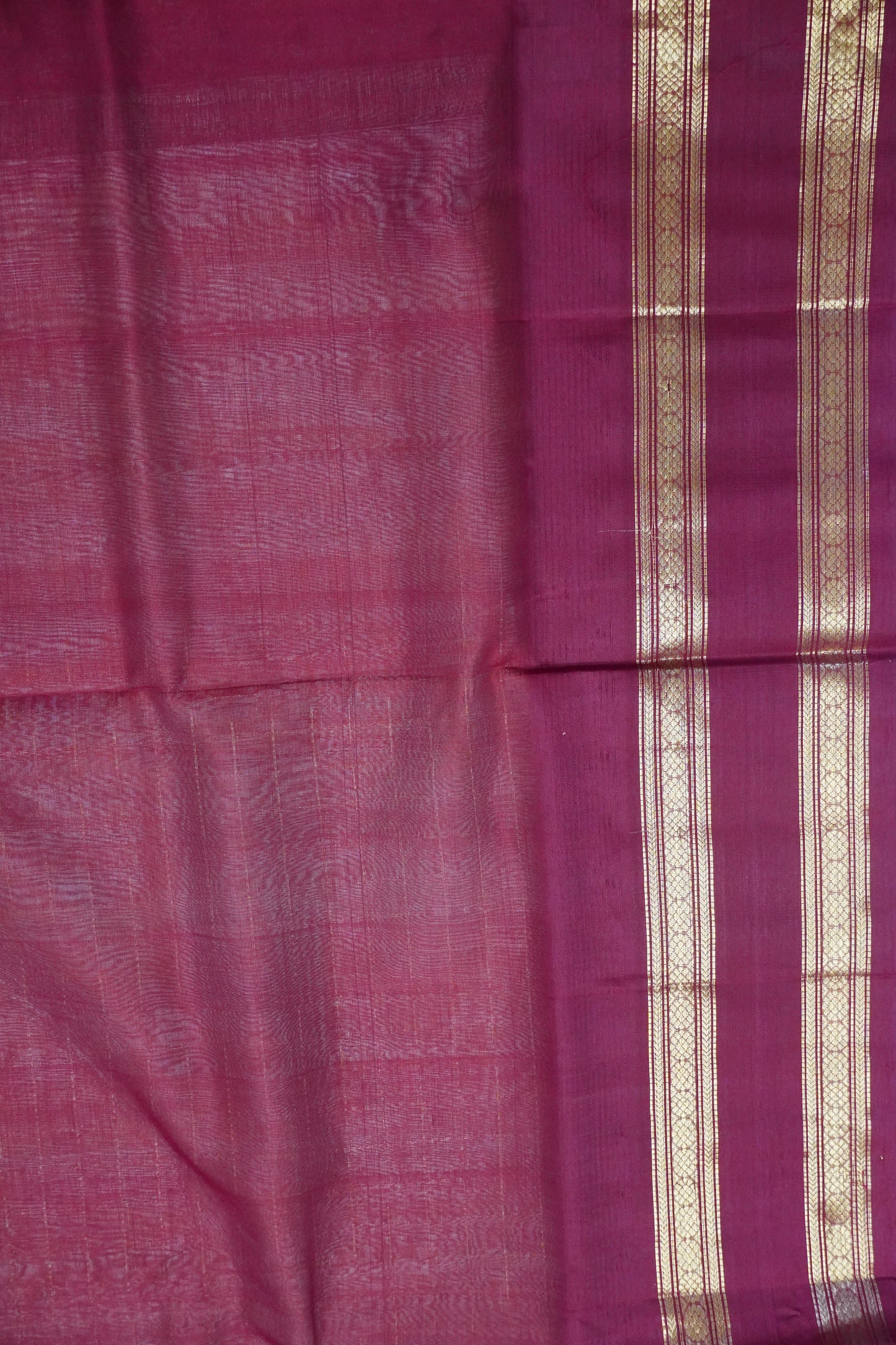 Silk Cotton Saree - Sandal - Maroon