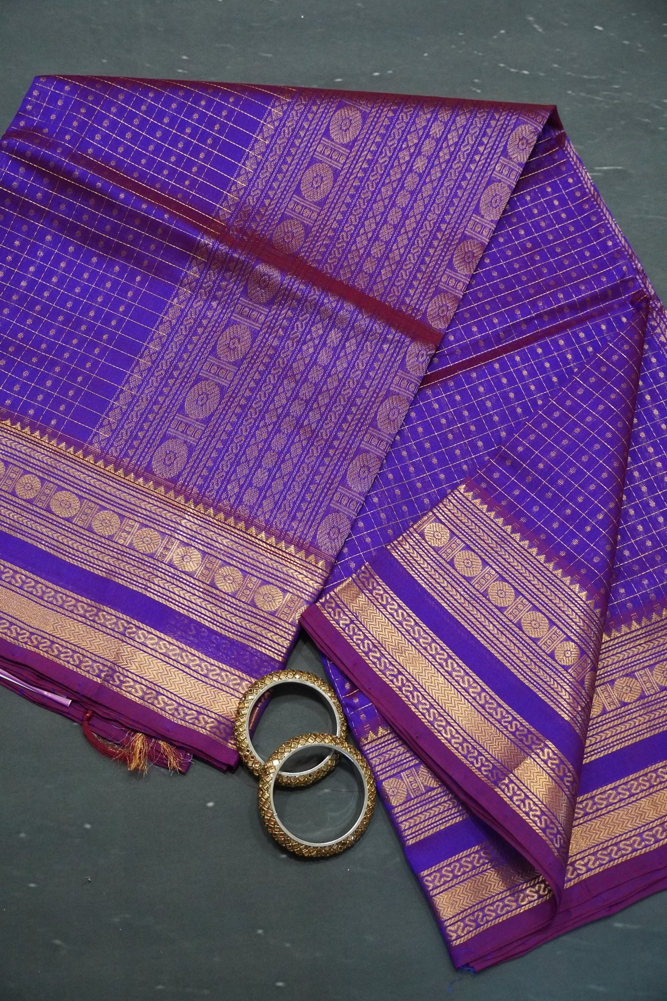Silk Cotton Saree - Deep Purple