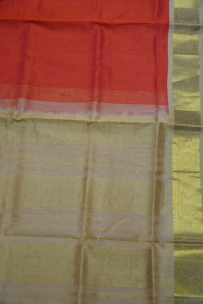Silk Cotton Saree - Orange - Sandal