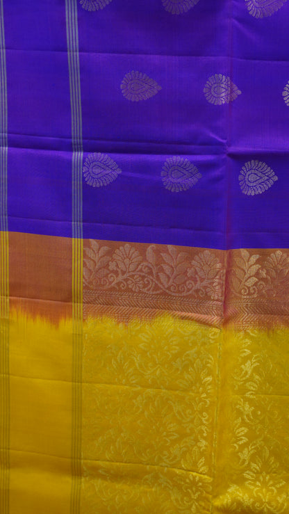 Pure Soft Silk Saree - Voilet-Yellow