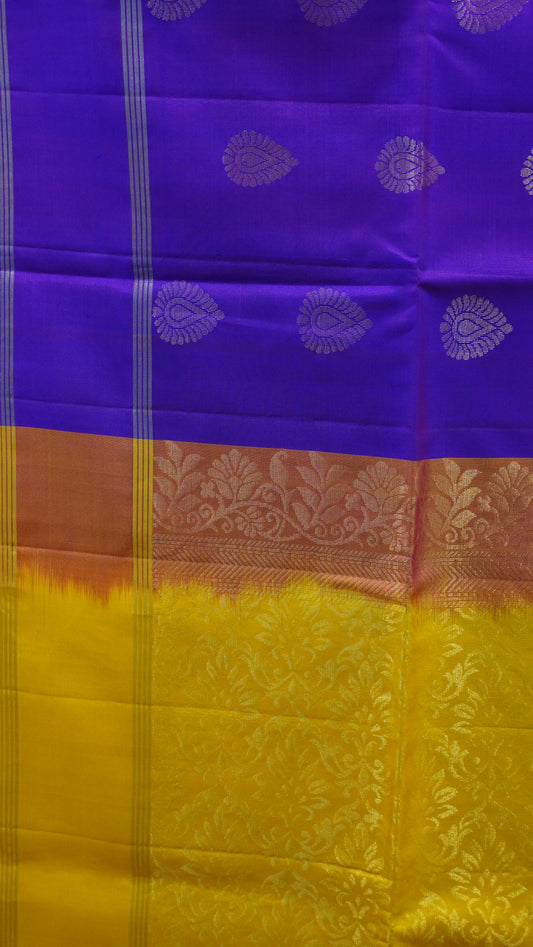 Pure Soft Silk Saree - Voilet-Yellow