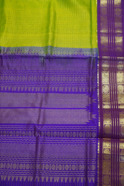 Silk Cotton Saree - Green - Magenta