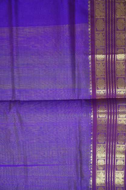 Silk Cotton Saree - Green - Magenta