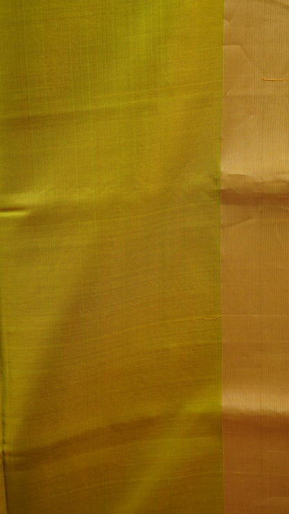 Pure Soft Silk Saree - Pink-Mehndi green