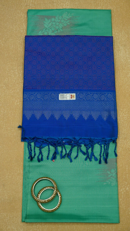 Pure Soft Silk Saree - Aqua Green-Blue