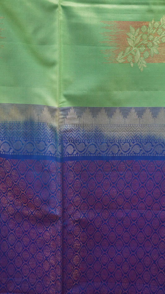 Pure Soft Silk Saree - Aqua Green-Blue