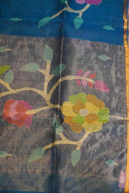 Pure Matka Tussar - Peacock blue