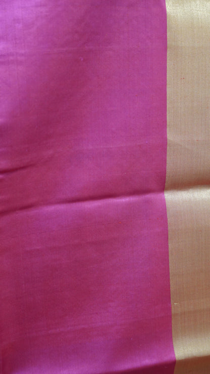 Pure Soft Silk Saree - Ink Blue -Pink