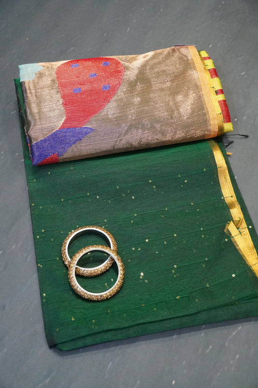 Pure Matka Tussar - Grass Green