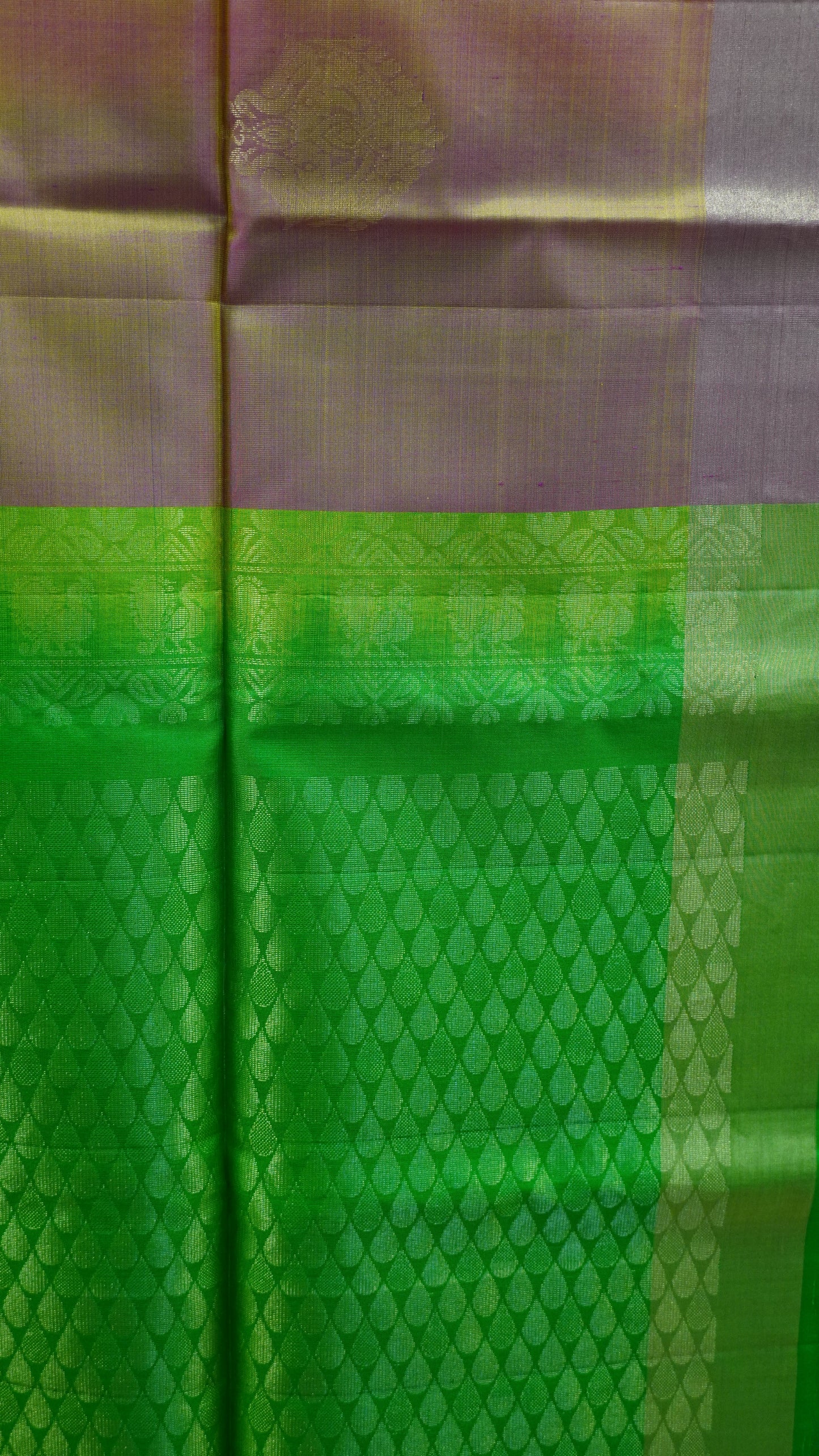 Pure Soft Silk Saree - Pinkish Orange-Green