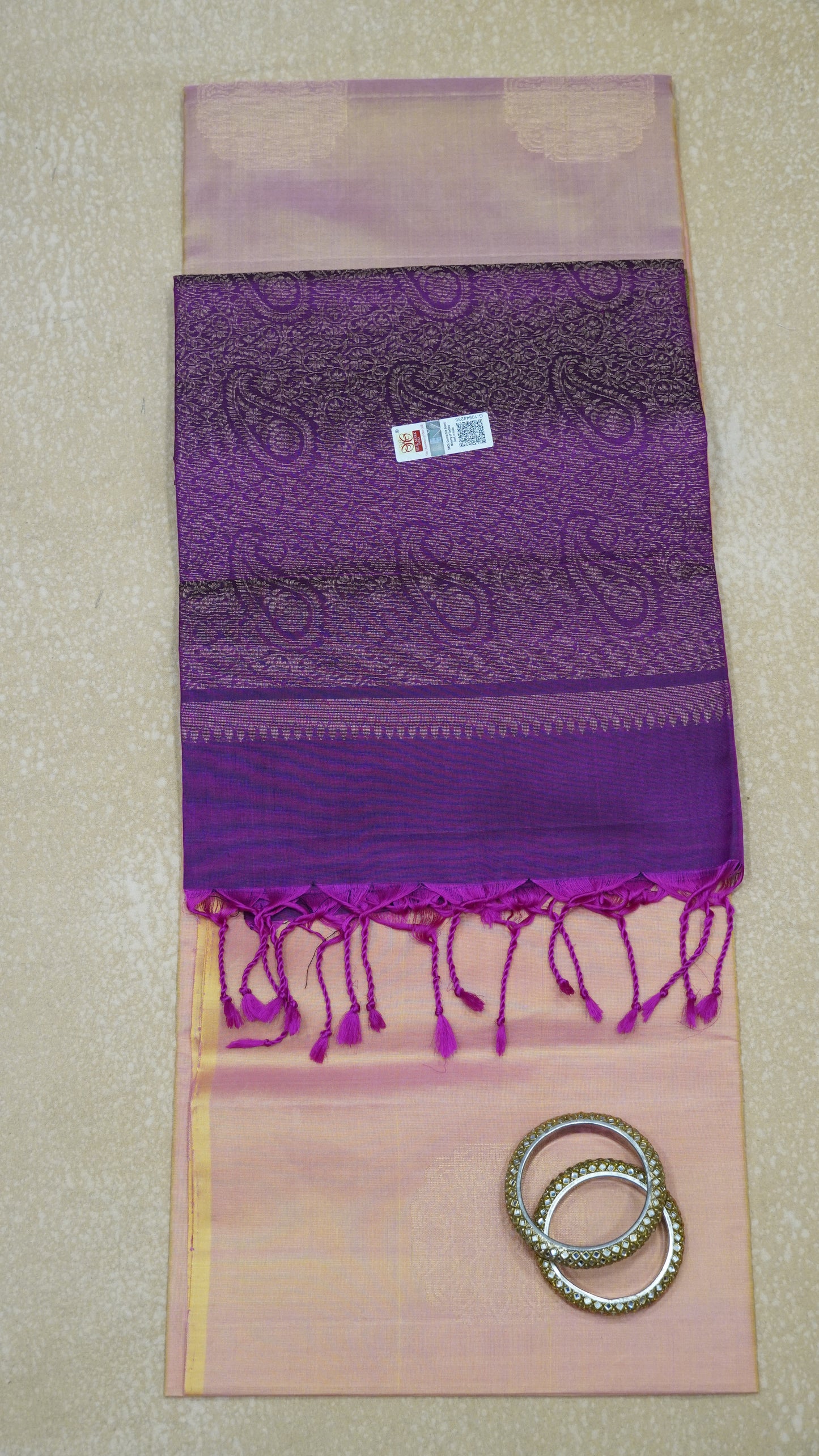 Pure Soft Silk Saree - Peach-Wine