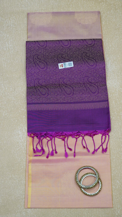 Pure Soft Silk Saree - Peach-Wine