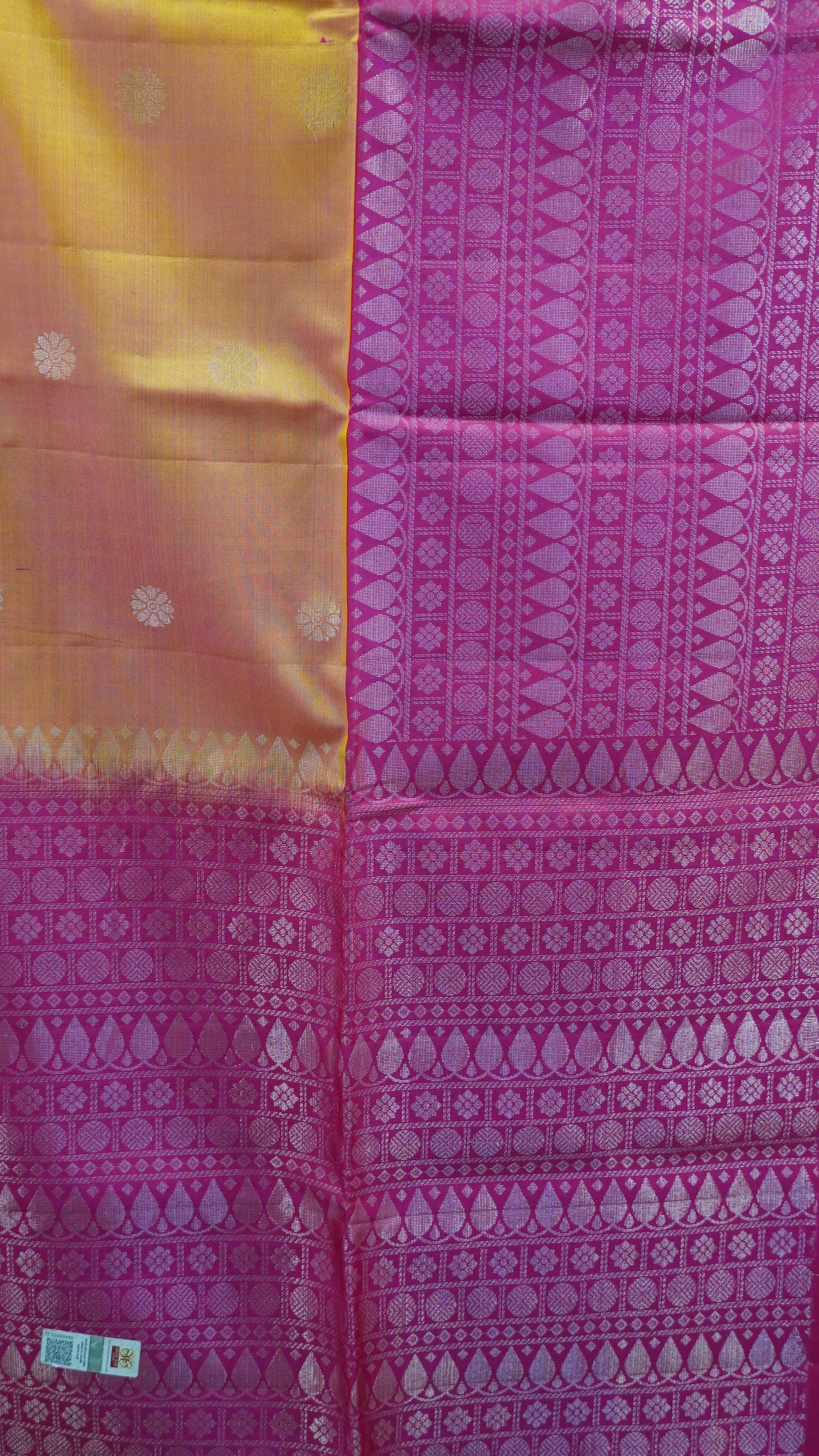 Pure Soft Silk Saree - Mango Yellow -Pink