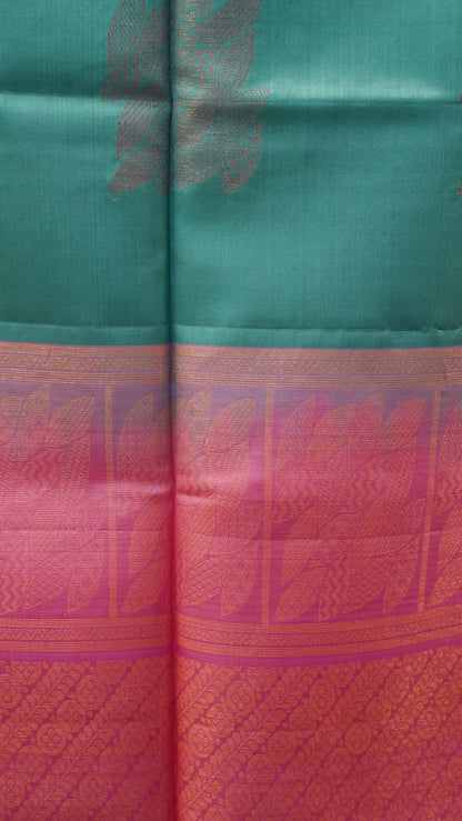 Pure Soft Silk Saree - Baby Blue- Pink