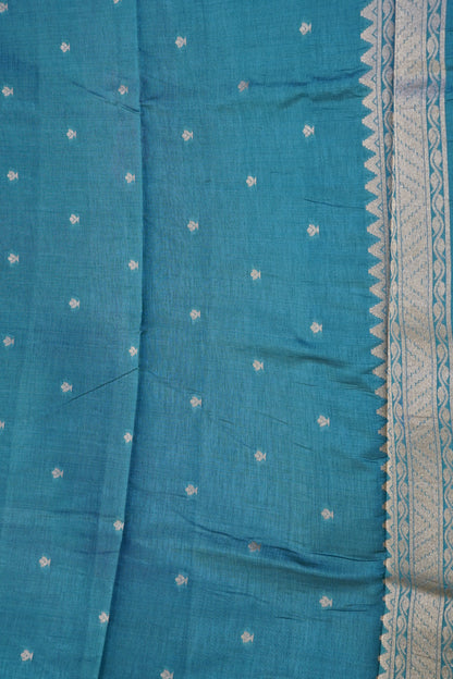 Semi Tussar Saree - Floral Sea Green