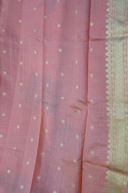 Semi Tussar Saree - Lilly Floral Peach