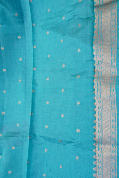 Semi Tussar Saree - Lilly Floral Sky Blue