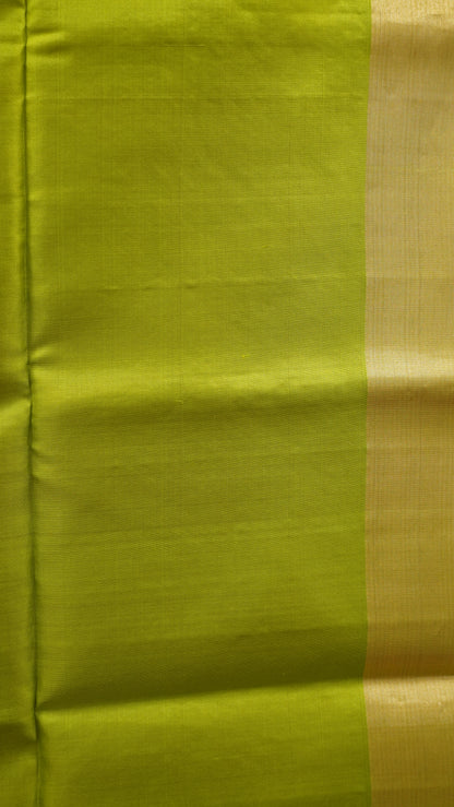 Pure Soft Silk Saree - Redish Pink-Green