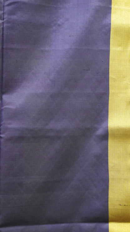 Pure Soft Silk Saree - Pinkish Orange-Navy Blue