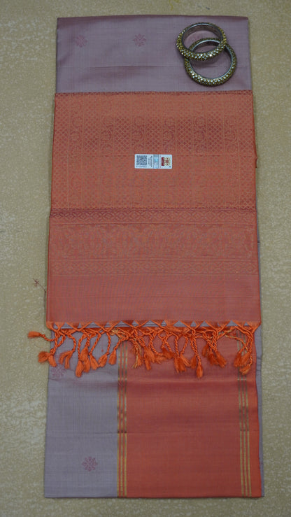 Pure Soft Silk Saree - Baby Brown-Orange