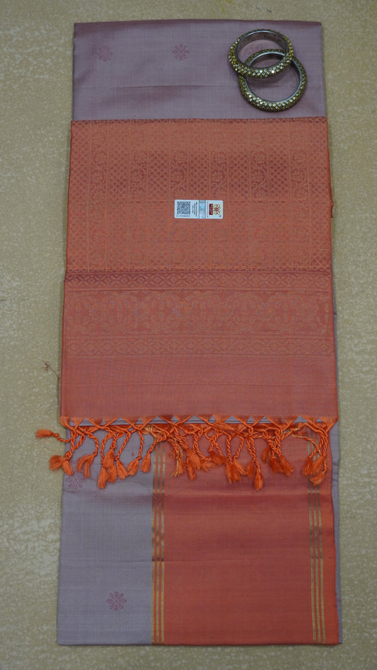 Pure Soft Silk Saree - Baby Brown-Orange