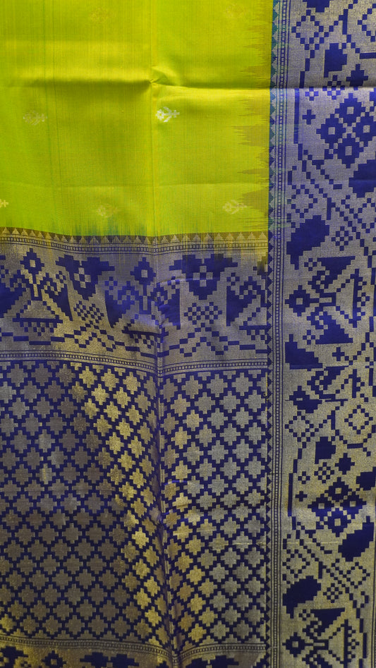 Pure Soft Silk Saree - Fluorescent Green - Voilet