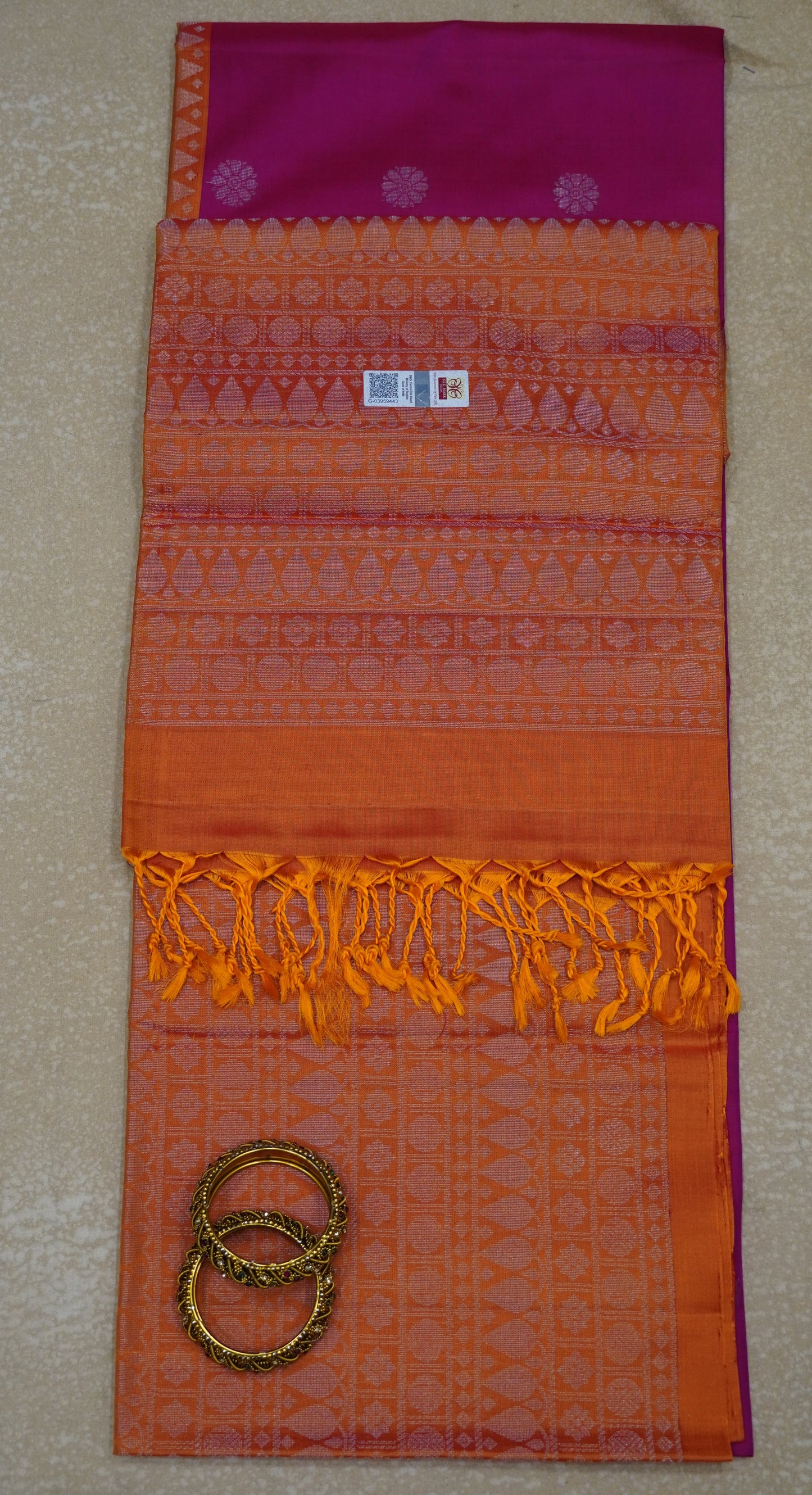 Pure Soft Silk Saree - Rani Pink-Orange