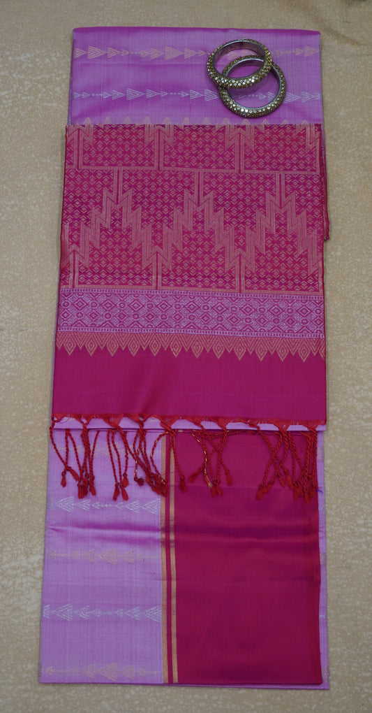 Pure Soft Silk Saree -Retapet Border-Pink